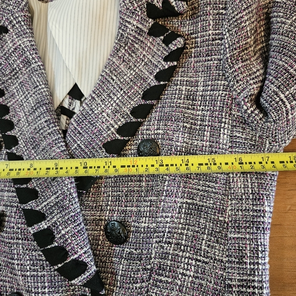 Veronica Beard Octavia Tweed Ribbon Edge Dickey Jacket Purple Black &Blazer Sz 4 - Picture 6 of 12